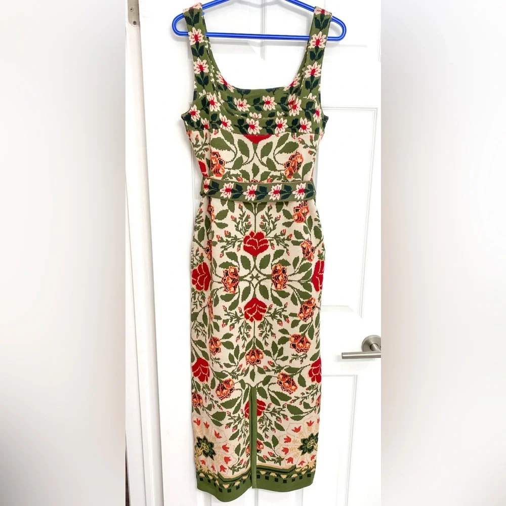 NWT - FARM Rio Multicolor Floral Knit Midi Dress - Picture 4 of 7
